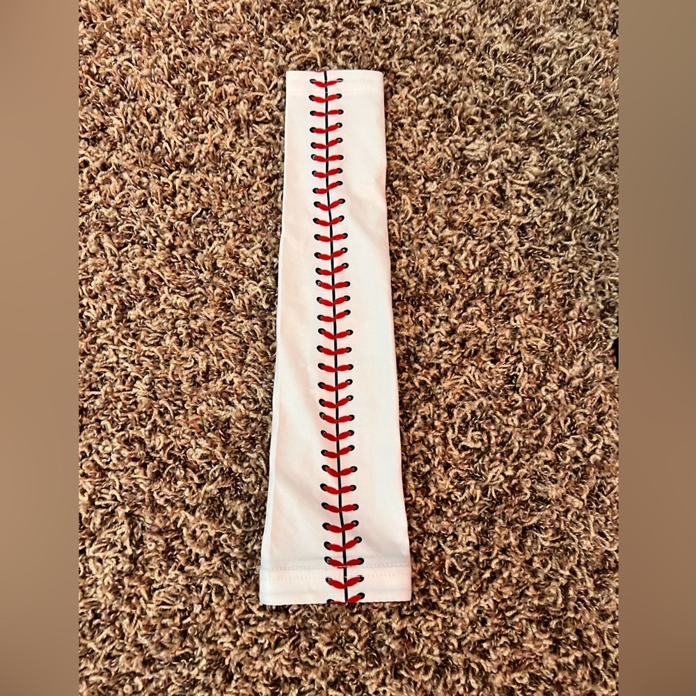 White Arm Sleeve with Red Stitching-  Baseball